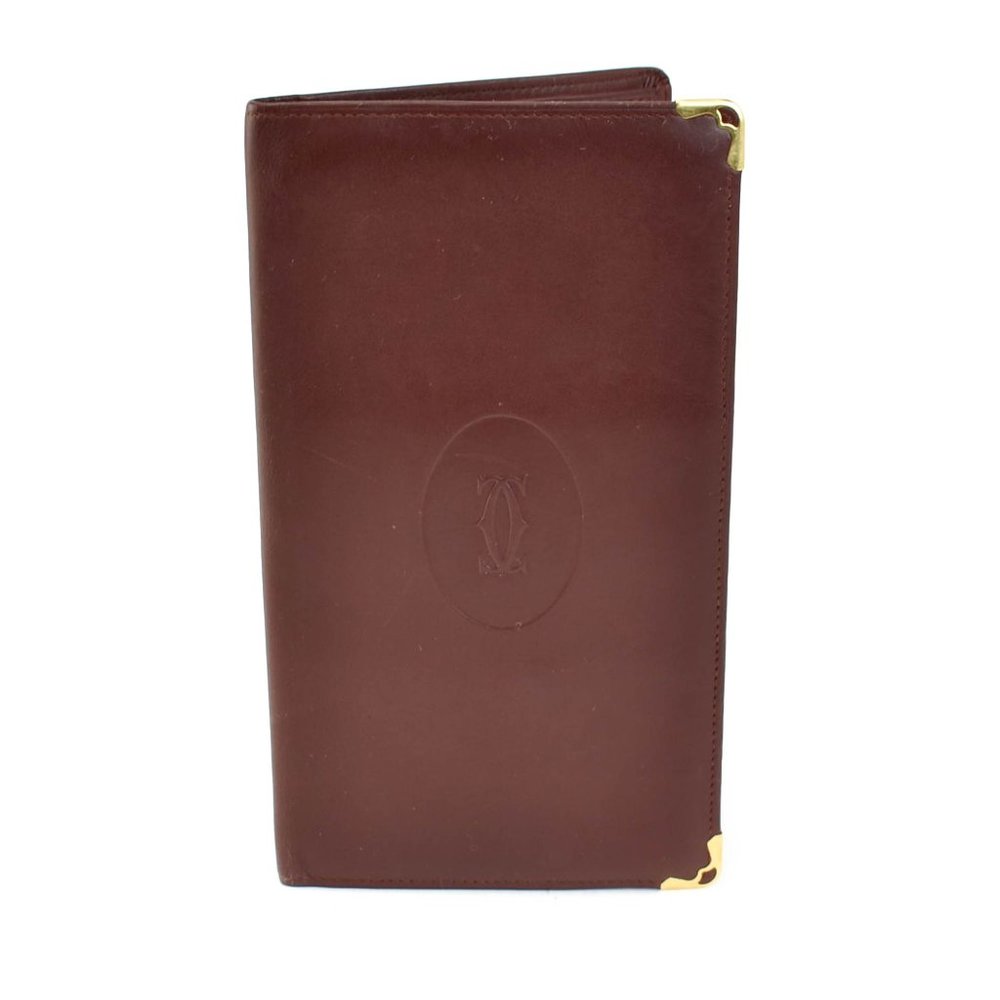 Cartier: Burgundy Leather Double C Logo Wallet Nz